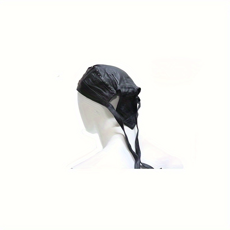 biker skull cap with beads and studs adjustable skull cap