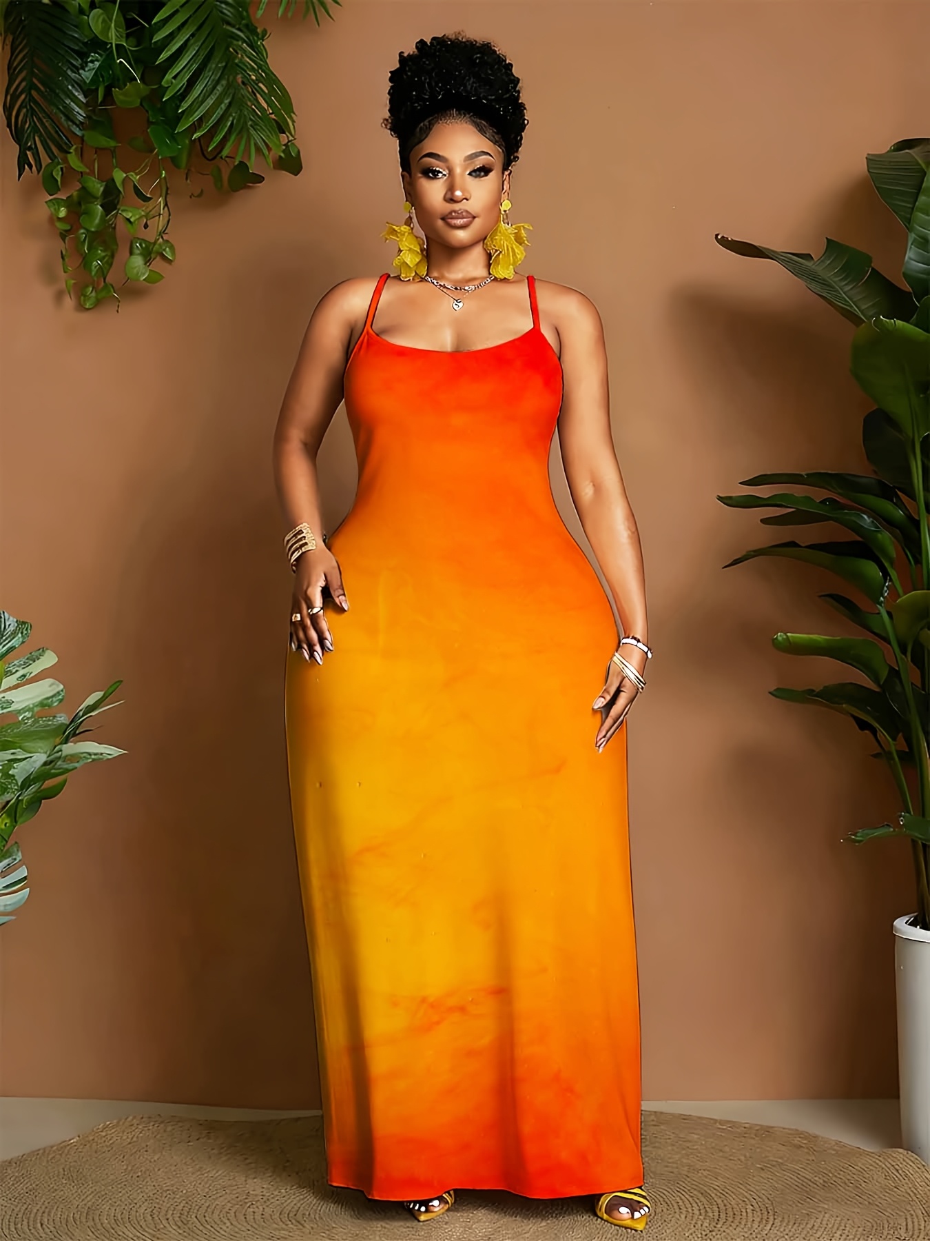 long dress orange sold on Temu United States