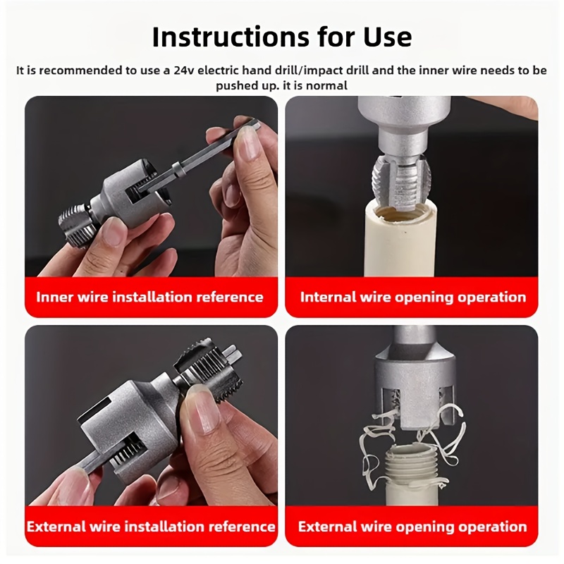 Integrated Internal & External Pipe Threading Tool Tap And Die Set, Hosrnovo 6 PCS Plumbing Tool Kit With 3 Dies 1/2", 3/4" And 1" For Home Pvc Pipe Threader