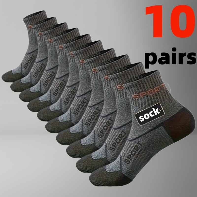 TEMU 168-needle Knitted Mesh Breathable Sports Socks, 10-pair Men's Sweat-absorbing And Breathable Business Casual Sports Socks, Suitable For .