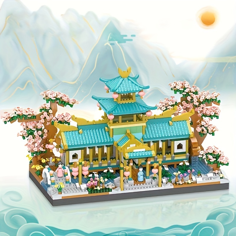 

2350pcs Cherry Building Set, Japanese Architecture Sakura Building Set For Adults, Collectible Creative Gift