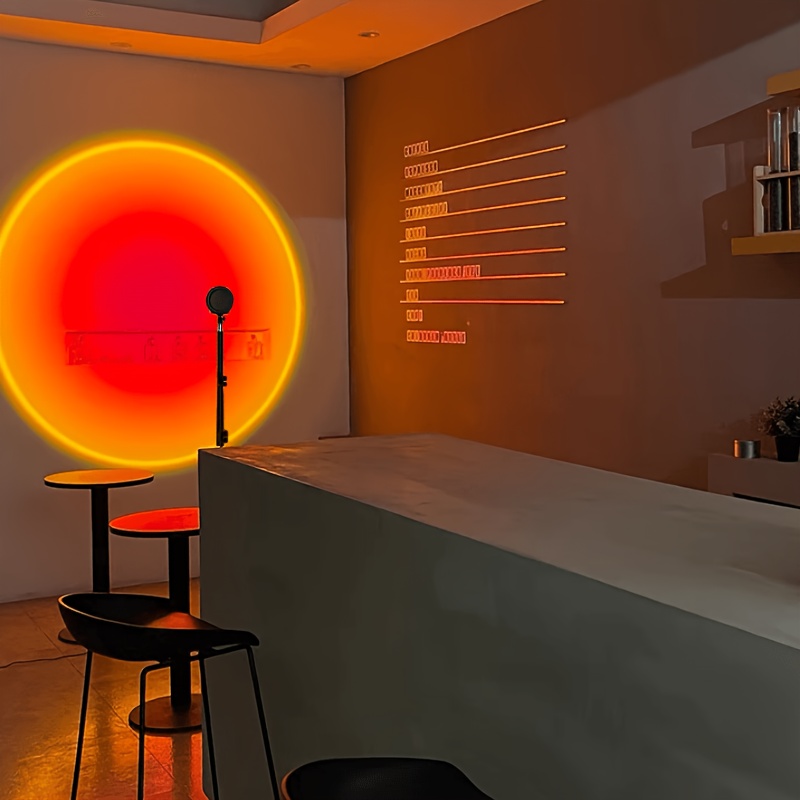 Sunset lamp projection LED lamp, 16-color nightlight, LED sunset projection lamp, floor lamp room decoration, RGB lamp, sun, sunlight, sunrise lamp and rainbow lamp. Four modes are set for photography/selfie party, home living room bedroom decoration, outdoor camping/wedding decoration/Valentine's Day/Halloween/Christmas/decoration.