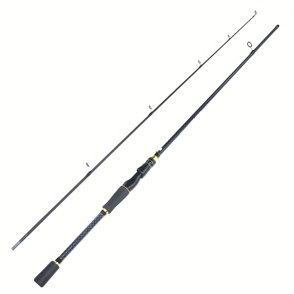 TEMU Black And Golden Carbon Fiber Fishing Rod - Medium-, Medium-, Castable - Comes With Eva And Abs Durable Reel Seat - Suitable For Travel And Freshwater Fishing, For Black And Carp