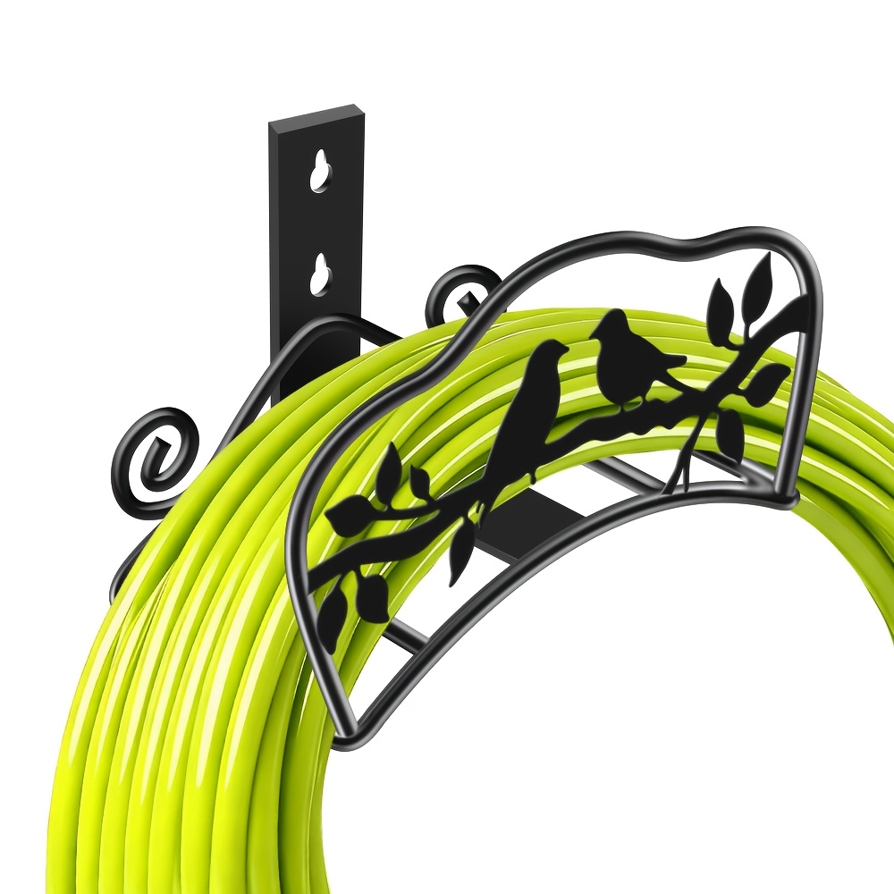 TEMU Metal Garden Hose Holder That Mounted On A Wall Or Used As A Heavy-duty Rack, Featuring A Rust-resistant Design With Spikes Stability, Ideal For
