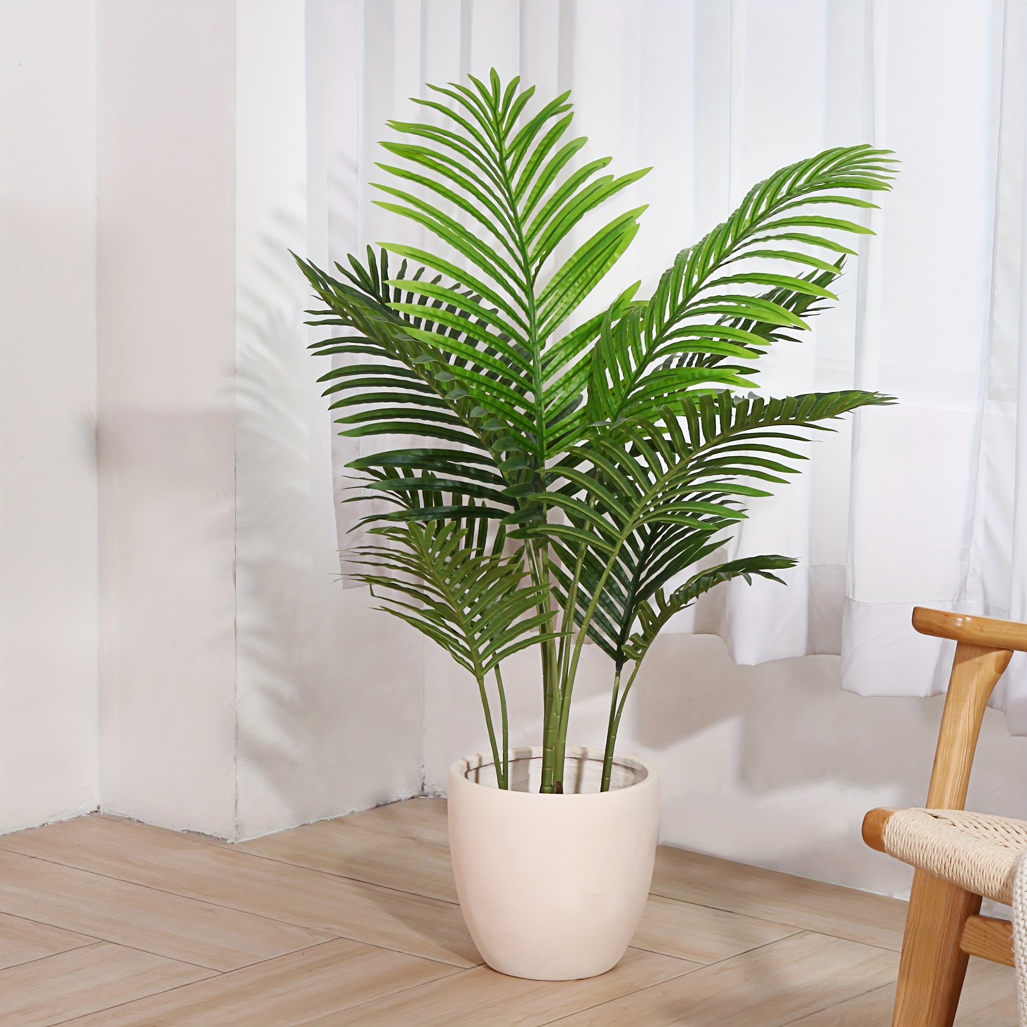 

Artificial Areca Palm Plant - Fake Silk Tropical Palm Tree - Faux Dypsis Lutescens Plants In Pot For Home Office Indoor Outdoor Garden Decoration
