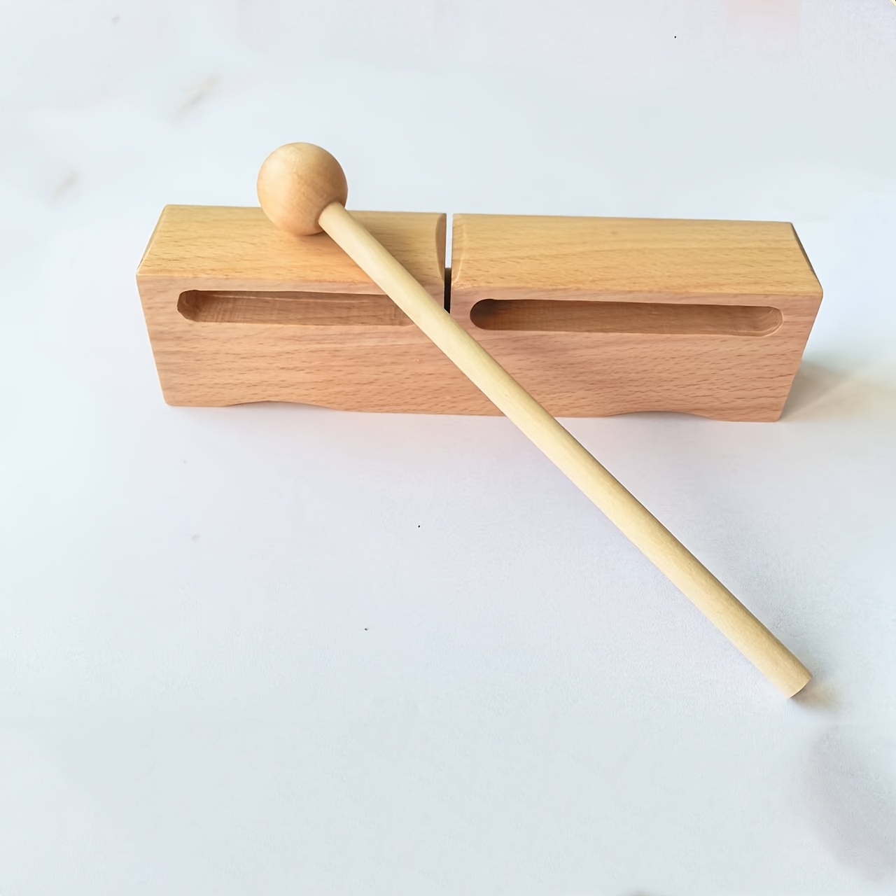 TEMU Durable Wooden Hand Drum - Beater For Music, Relaxation, And Meditation - Natural Wood , With Hitting Surface, Meditation Accessory | | Smooth