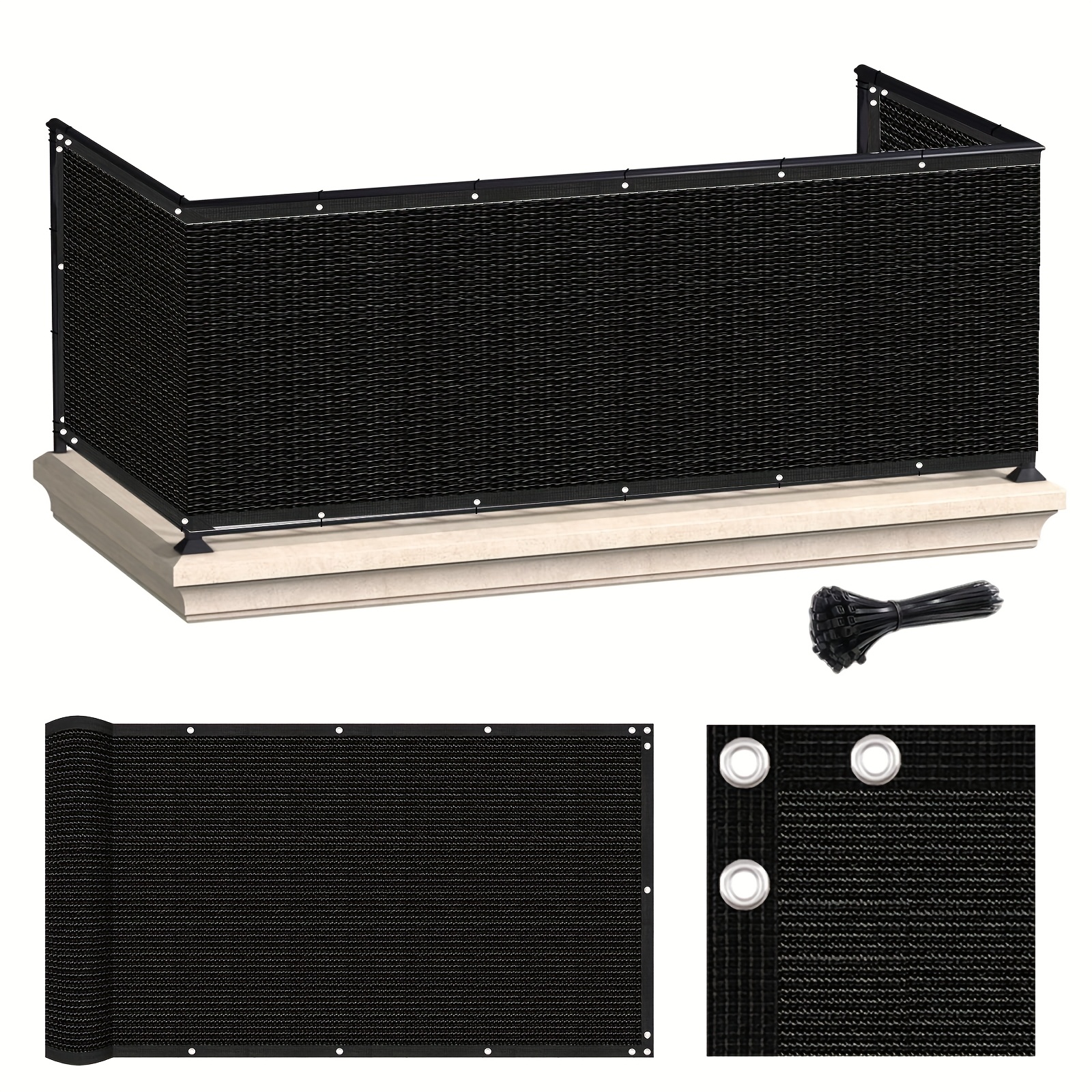 1 Set Balcony Privacy Screen, Full Blackout Opaque Barrier Cover, For Apartment Railings/outdoor /decks/, Uv Protection And Windproof