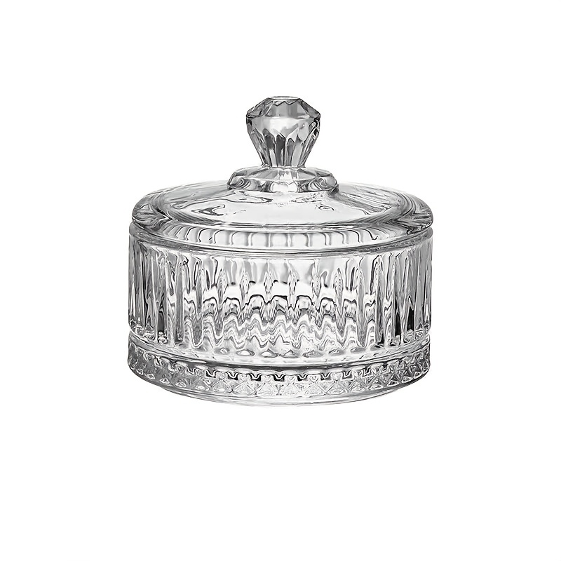 TEMU Glass Candy Dish With Lid, Transparent Decorative Candy Bowl, Crystal-lid Candy Jar/cookie Storage Container, Suitable For Food Storage And