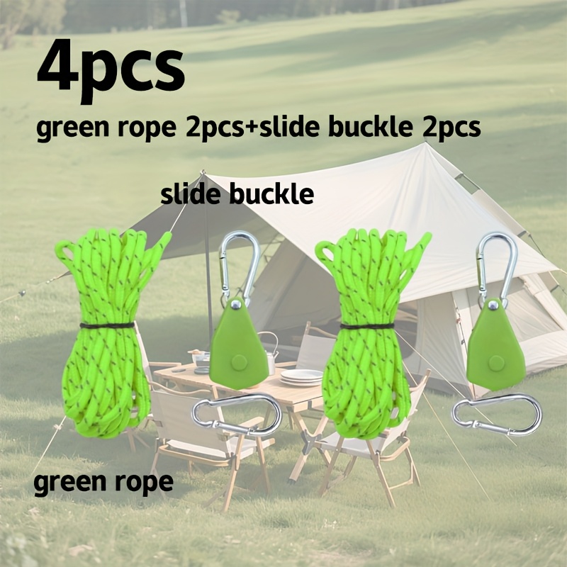 TEMU Corde à poulie réglable, design robuste et -vent avec bandes de serrage pour une installation sécurisée des tentes en camping extérieur, système