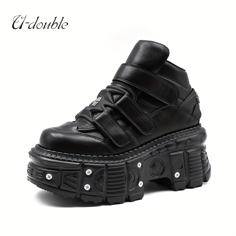 women's y2k style punk rock platform sneakers solid color