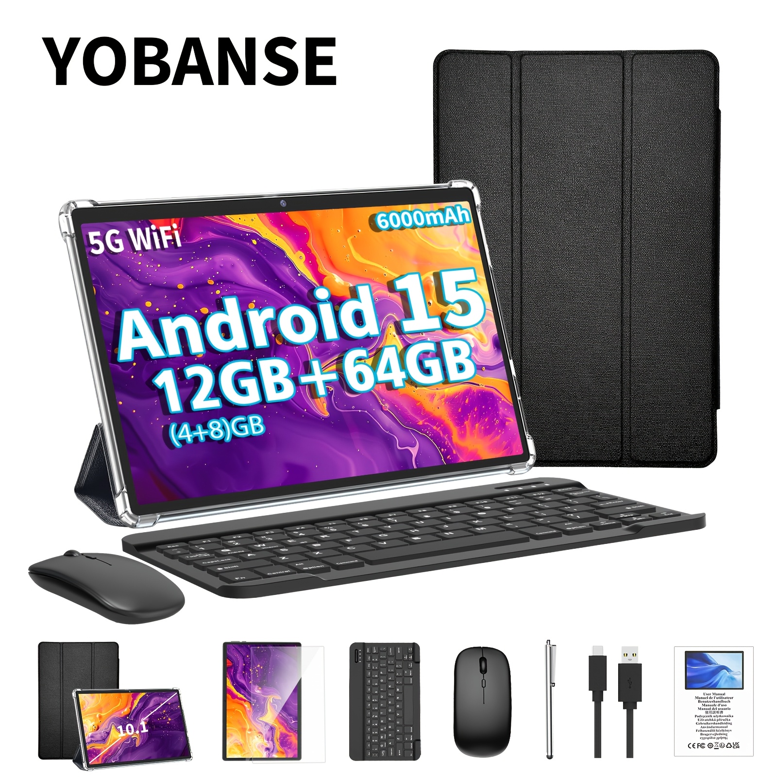 item picture   15 tablet 12gb 4gb 8gb   64gb rom 1tb expandable storage excluding tf card 10 inches 2 in 1 tablet   accessories keyboard case mouse stylus 6000mah battery stylus wifi function wireless connection tablet tablet