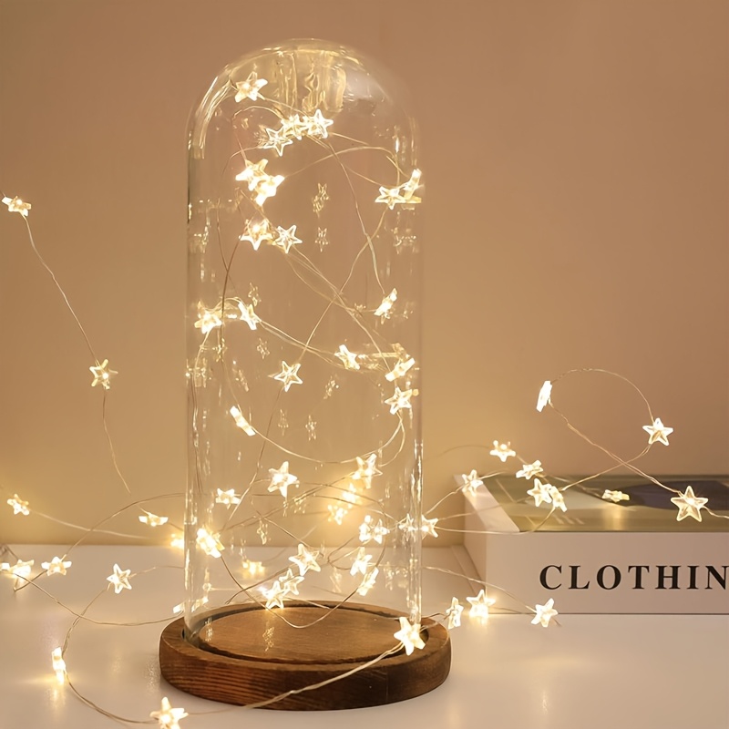 TEMU 1 Confezione di luci a forma di stella con 30 LED, decorazioni da giardino, luci fatate da interno a batteria, luci da 10 piedi per festival,