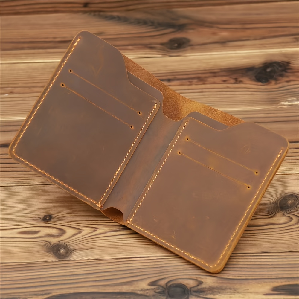 TEMU Genuine Leather Retro Men's Wallet Card Case