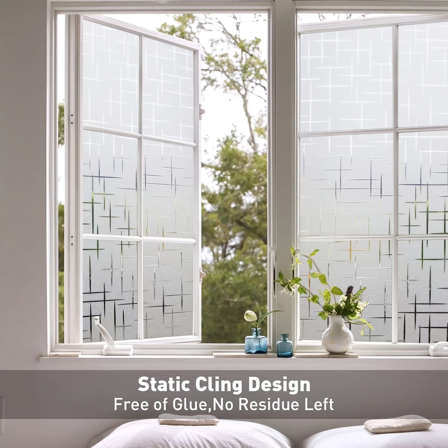 1 Rolle Klassischer Stil PVC Fenster-Sichtschutzfolie, 10mil Dicke, Statische Klebefolie, Dekorative Vinyl-Fenstertönung, UV-Schutz Sonnenschutz für Schlafzimmer, Wohnzimmer, Büro, Heimdekoration,
