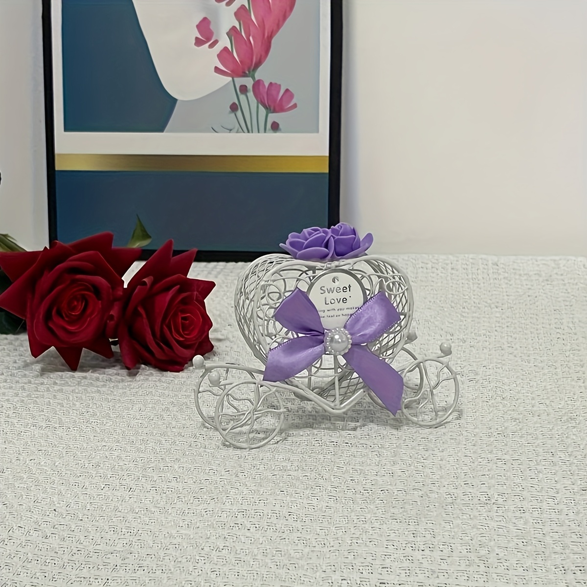 E-shop Romantische Kreative Europäische Hochzeitsbedarf Herzförmige Schmiedeeisen Kutsche Hochzeit Süßigkeitenbox Herzförmige Hochzeitsgeschenkbox,