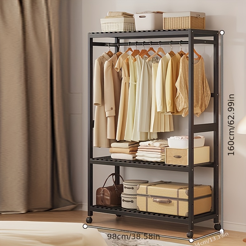 Heavy Duty Easy Home Garment Rack With Shelf Clothes Hanger Easy