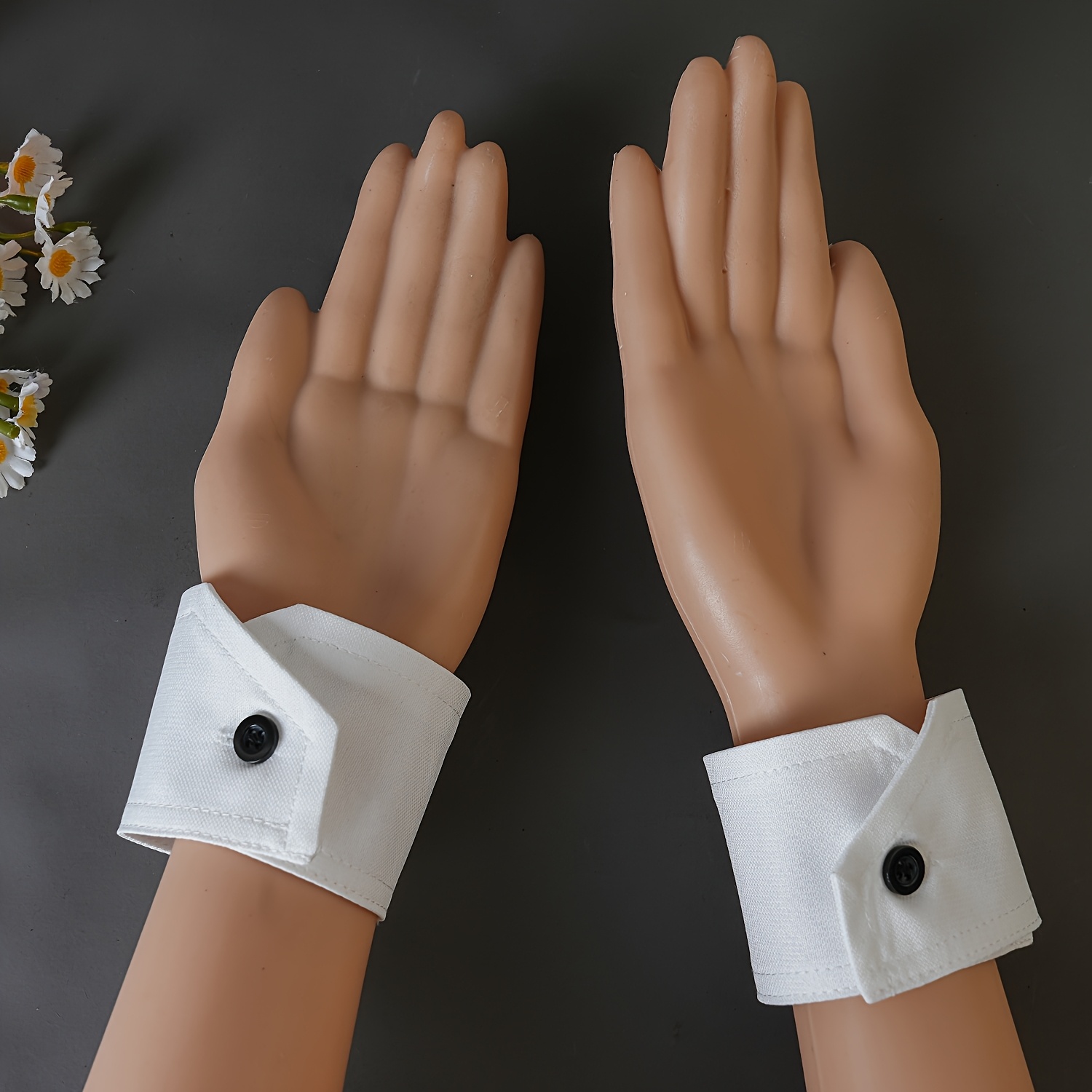 Image of 1 Pair Of Solid Color Button Men's And Women's Shirt Fake Cuffs For Matching Suits And Sweaters