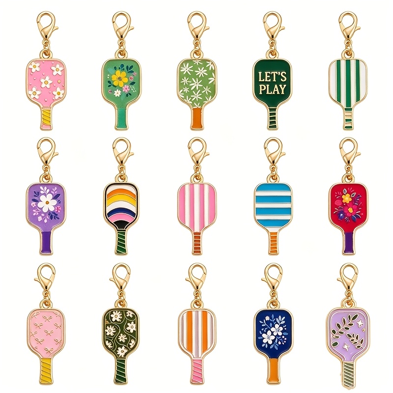 TEMU 15 Sports-themed Enamel Pendants, Pickleball Keychains In Bulk As A Gift, Sports Gifts, Fun Keyrings, Suitable For Women And Men's Birthday