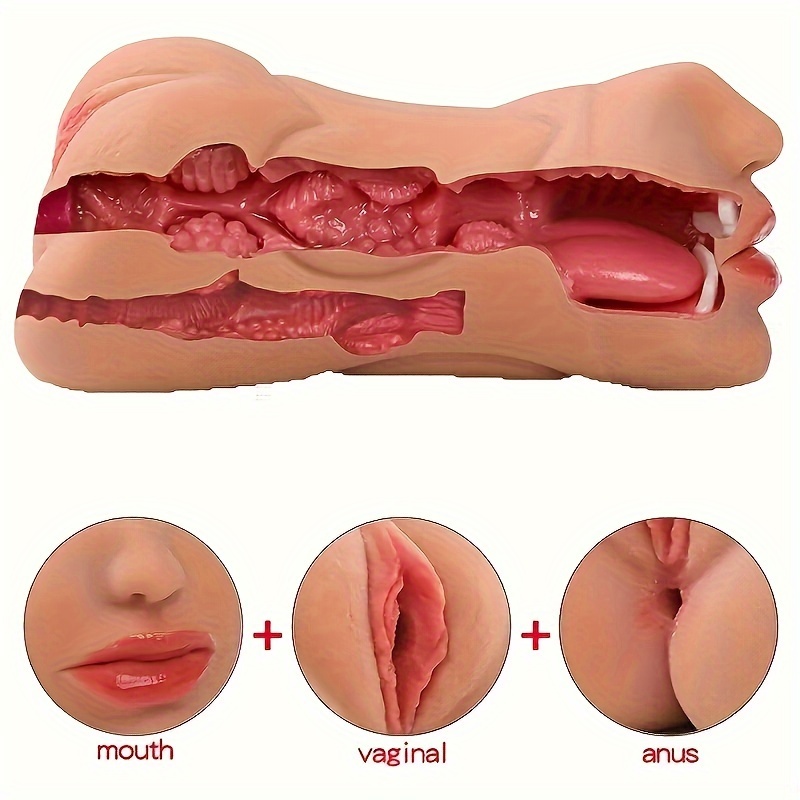 1pc 3 in 1 male realistic texture mouth with tight doll adult toy details 0