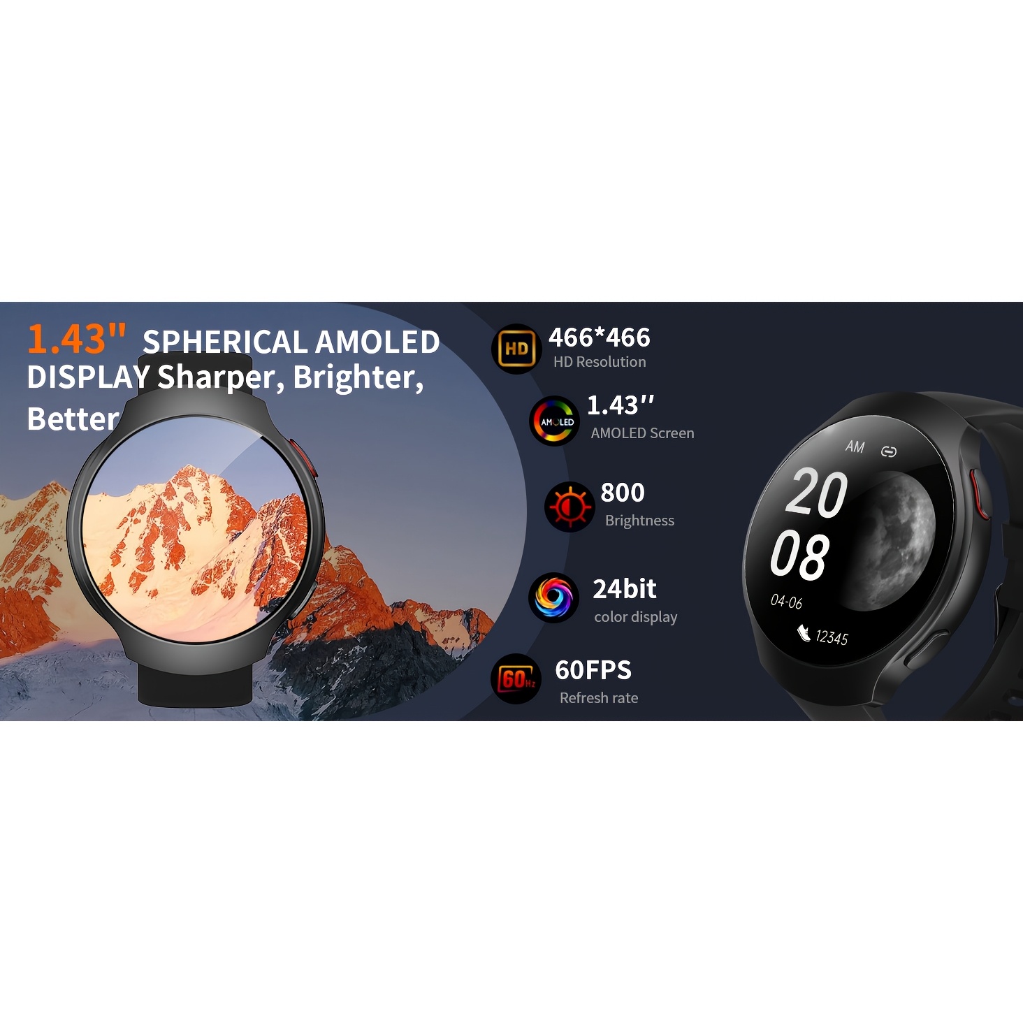 Montre Connectée 2026 avec Chat AI Extérieur et Système de Positionnement GPS, Montre Intelligente pour Femmes et Hommes, Écran AMOLED Courbé de 1,43 Pouces, Montre Sportive, 150+ Modes Sportifs, Appels Sans Fil, Suivi du Sommeil, Double Bracelet en Silicone, Batterie Haute Efficacité 390mAh pour 7