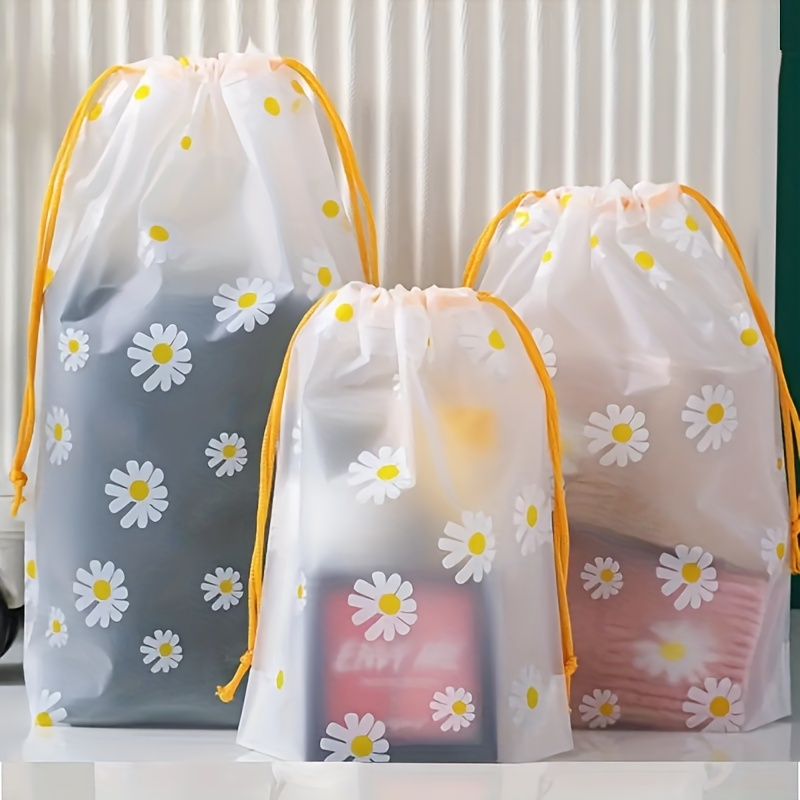 

10pcs Daisy Print Portable Travel Organizer Set - Waterproof Cosmetic, Clothing & Shoe Storage Bags