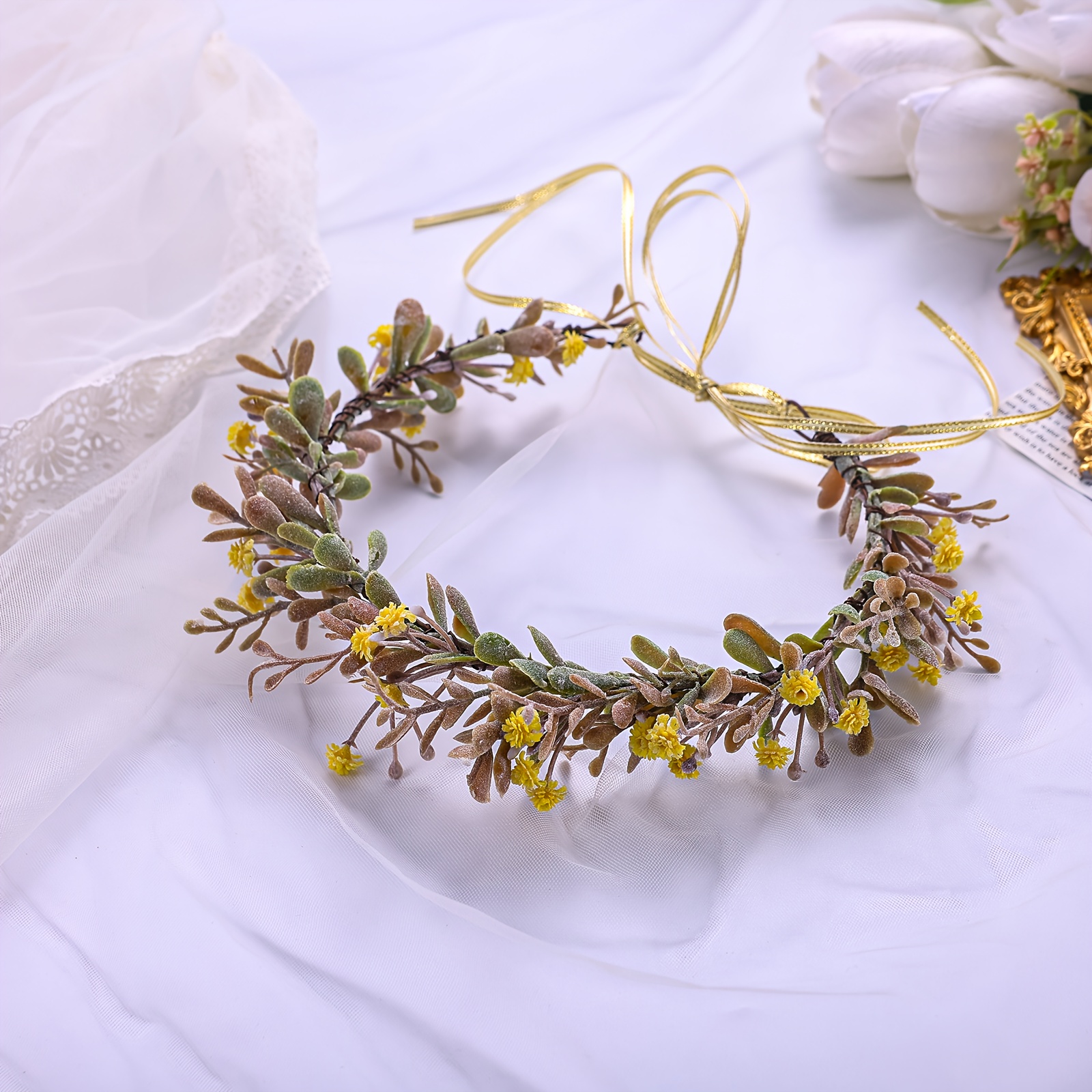Yellow Gypsophila Artificial Flower Bride Headband