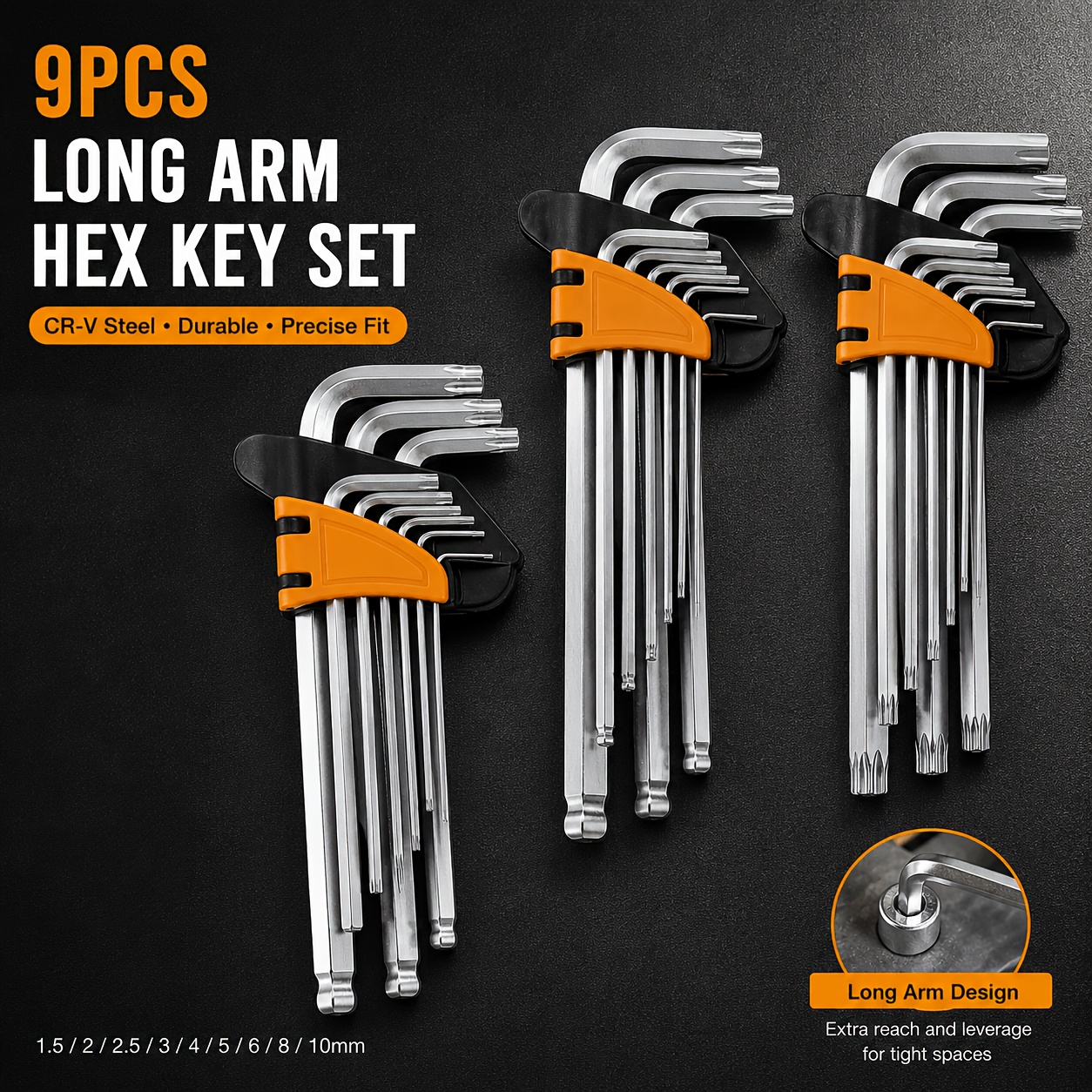 high strength hex key set extra long arm allen wrench set with ball end and torx head comfortable grip hex allen screwdriver tool kit for bicycle repair auto maintenance and projects