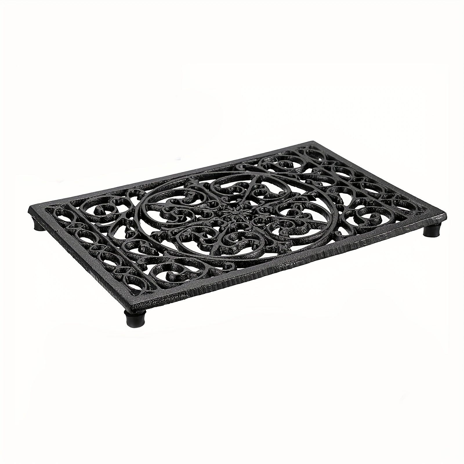 Image of 1pc Cast Iron Trivet - Heat Resistant Iron Trivet For Pot Pan Plate Teapot, Rustic Cast Iron Plate Holder For Kitchen Dining Table Countertop Cooktop