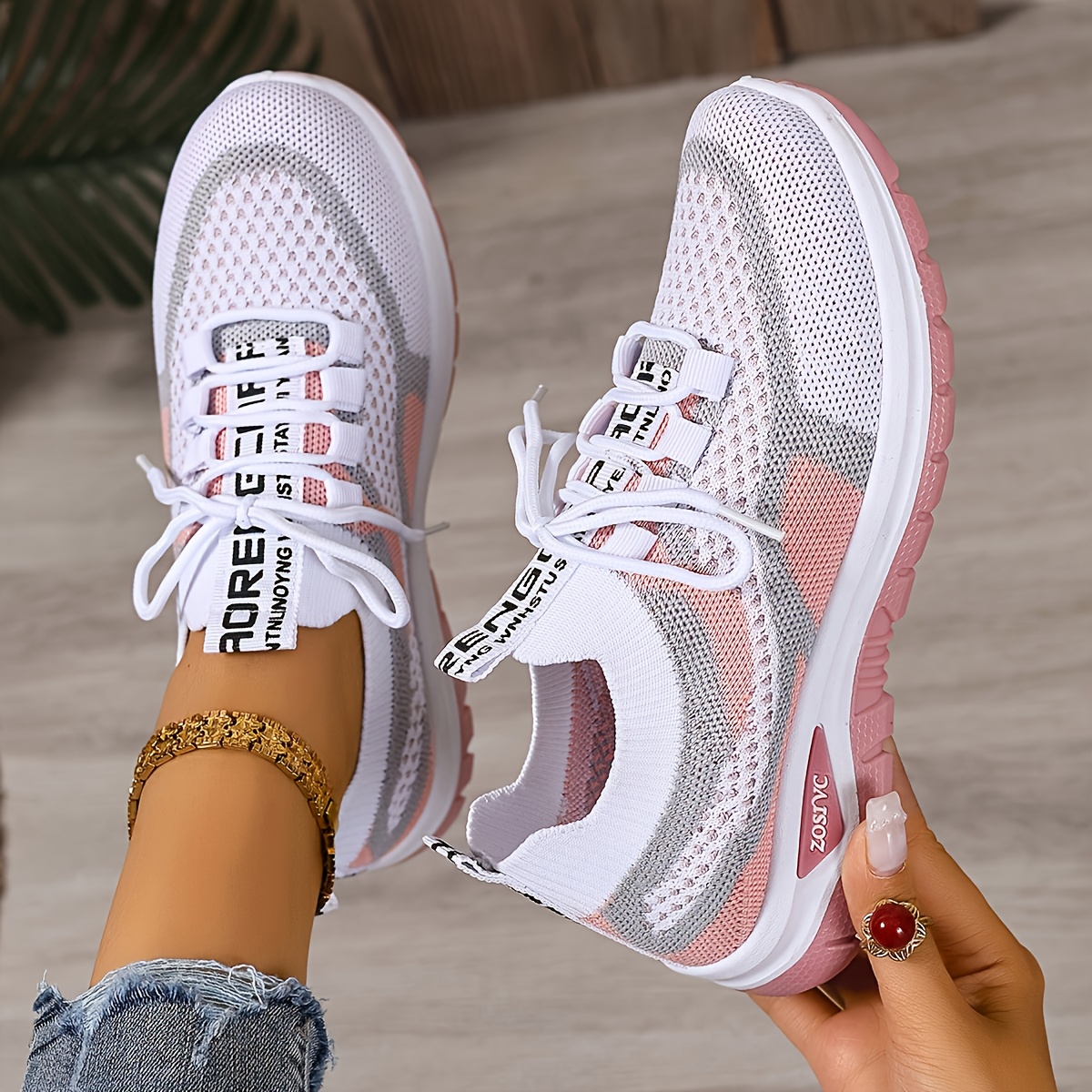 Image of Women's Lightweight Breathable Sneakers - Comfortable Low-top Lace-up Casual Walking Shoes, Women Shoes Elegant Women Shoes Shoes