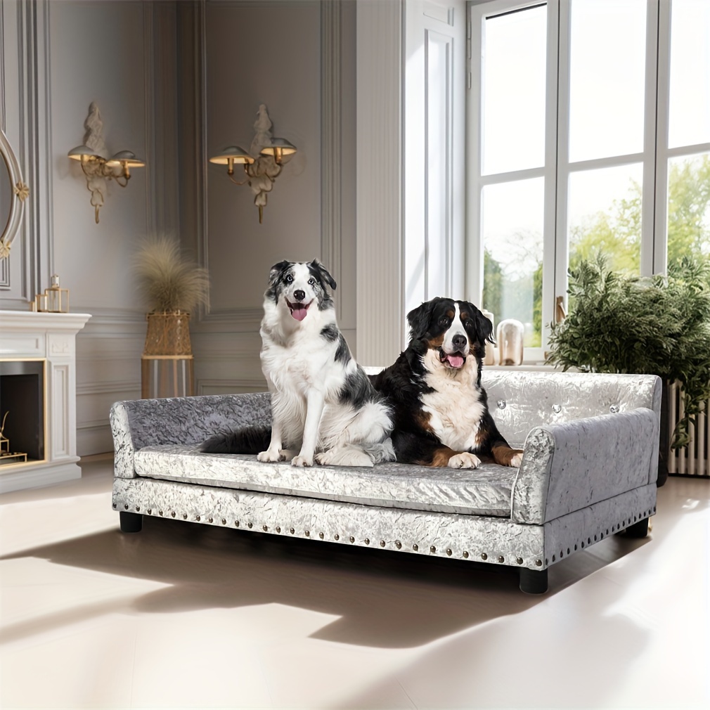 large dog sofa couch luxury velvet elevated dog orthopedic Temu