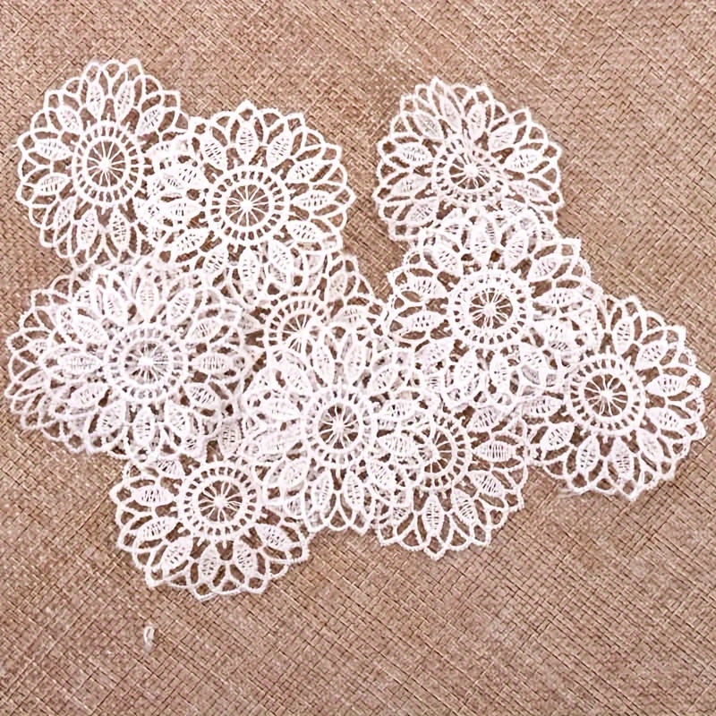 

20pcs White Lace Applique Embroidered Trim Ribbon For Sewing And Wedding Decoration Diy Crafting