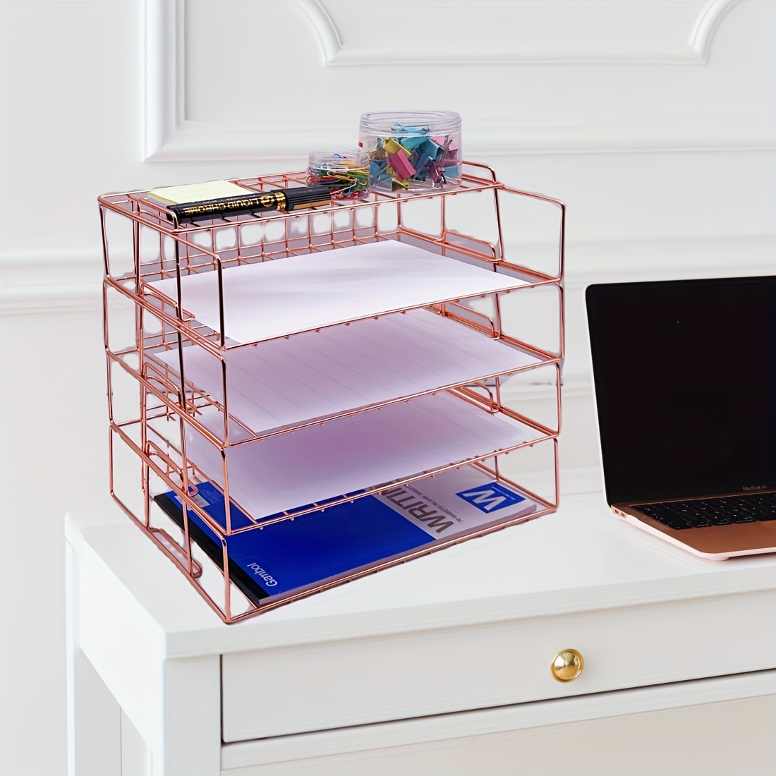 4 tier Stackable Letter Tray Desk File Organizer Desk File - Temu Canada