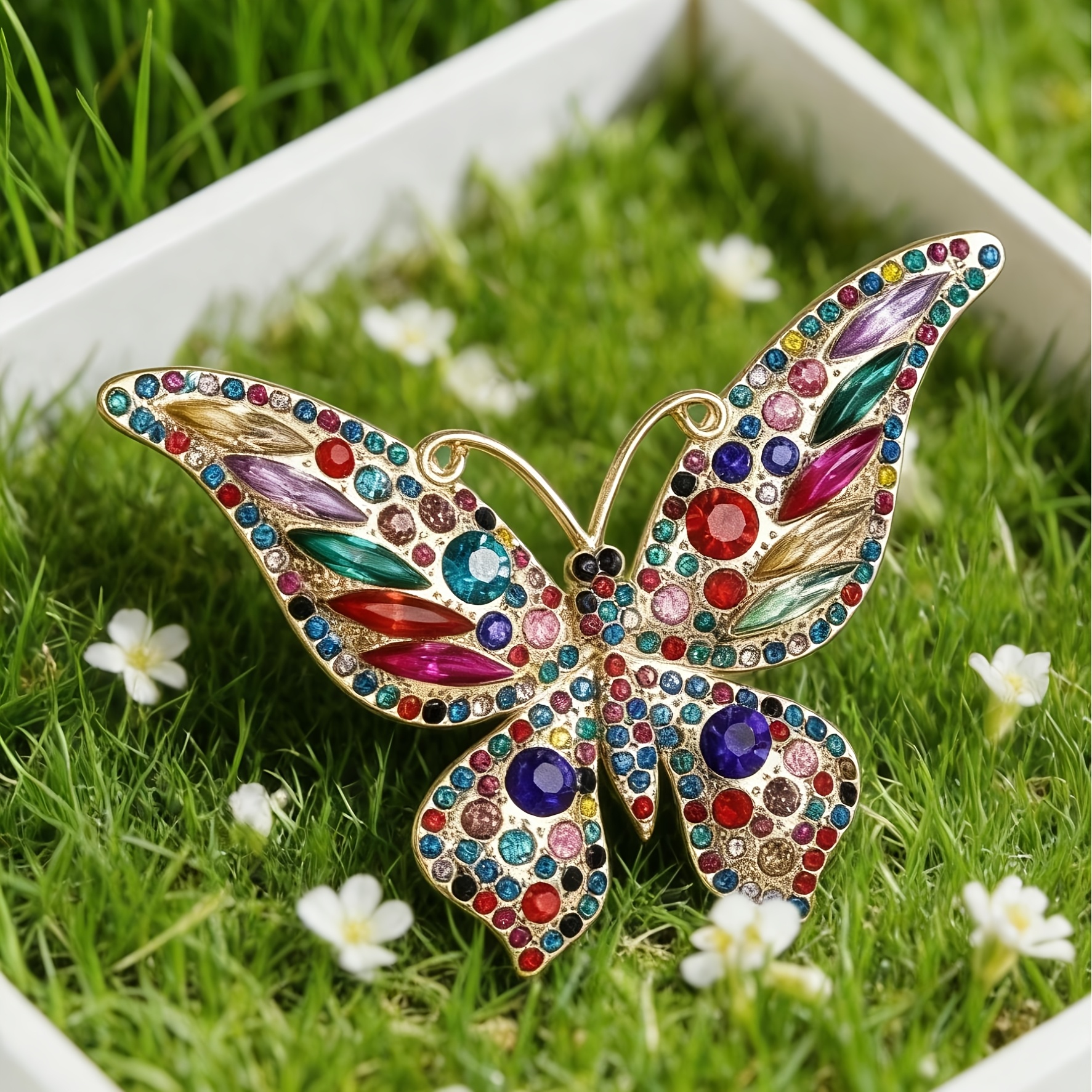 TEMU 1 pieza - Broche de grande y completo multicolor, alfiler vintage. Disponible en múltiples opciones de color. Adecuado para vestidos de noche,
