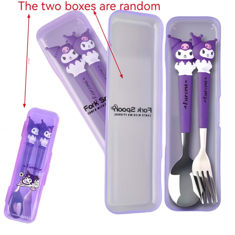 a   tableware set featuring a   cartoon fork and spoon packaged in a box   families dorms camping and picnics with its adorable design Product details 4