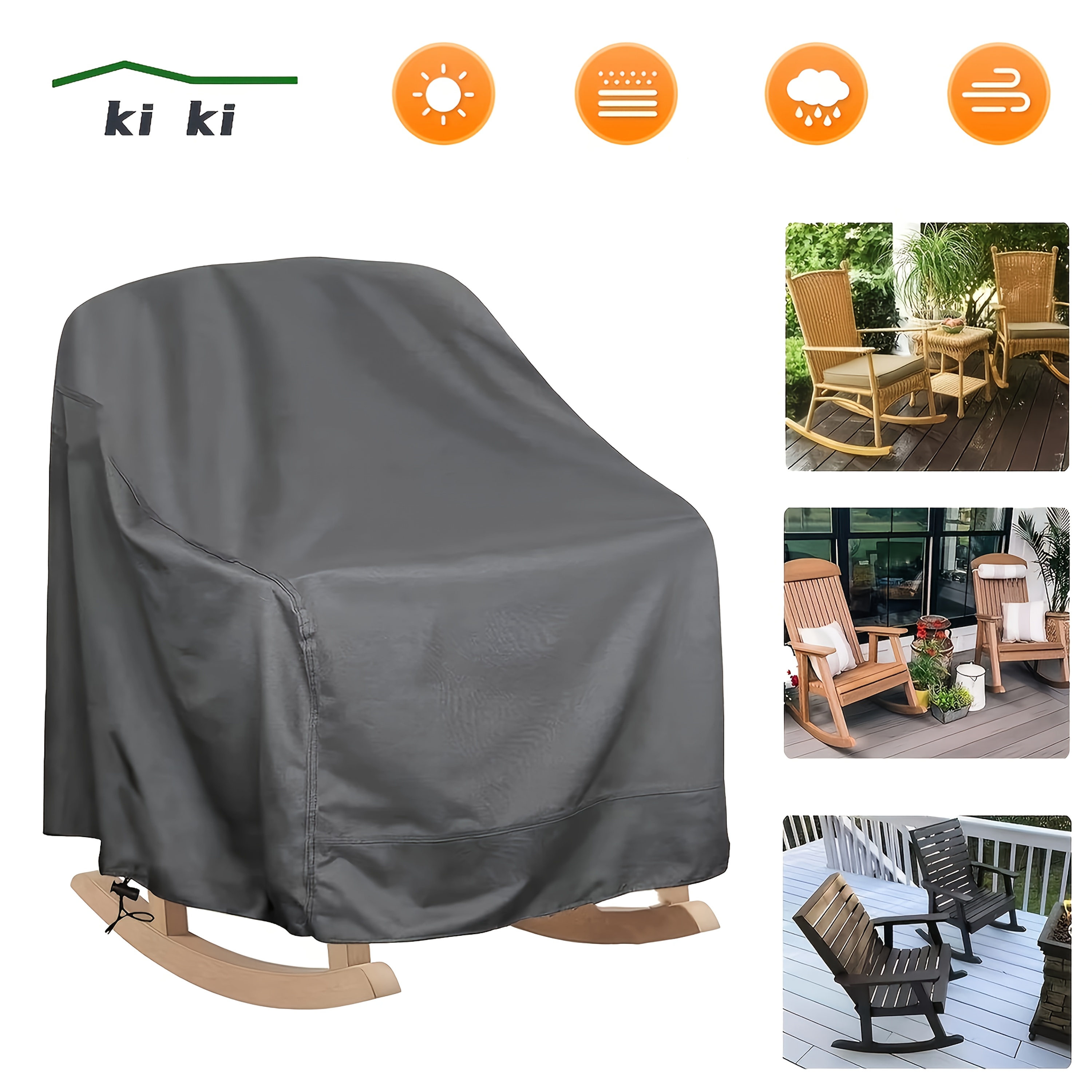 Outdoor 420* Swivel Chair Covers Rocking Chair Covers, Heavy Duty  Furniture All Weather Protection Durable Casual Deep Seat Covers (Gray)