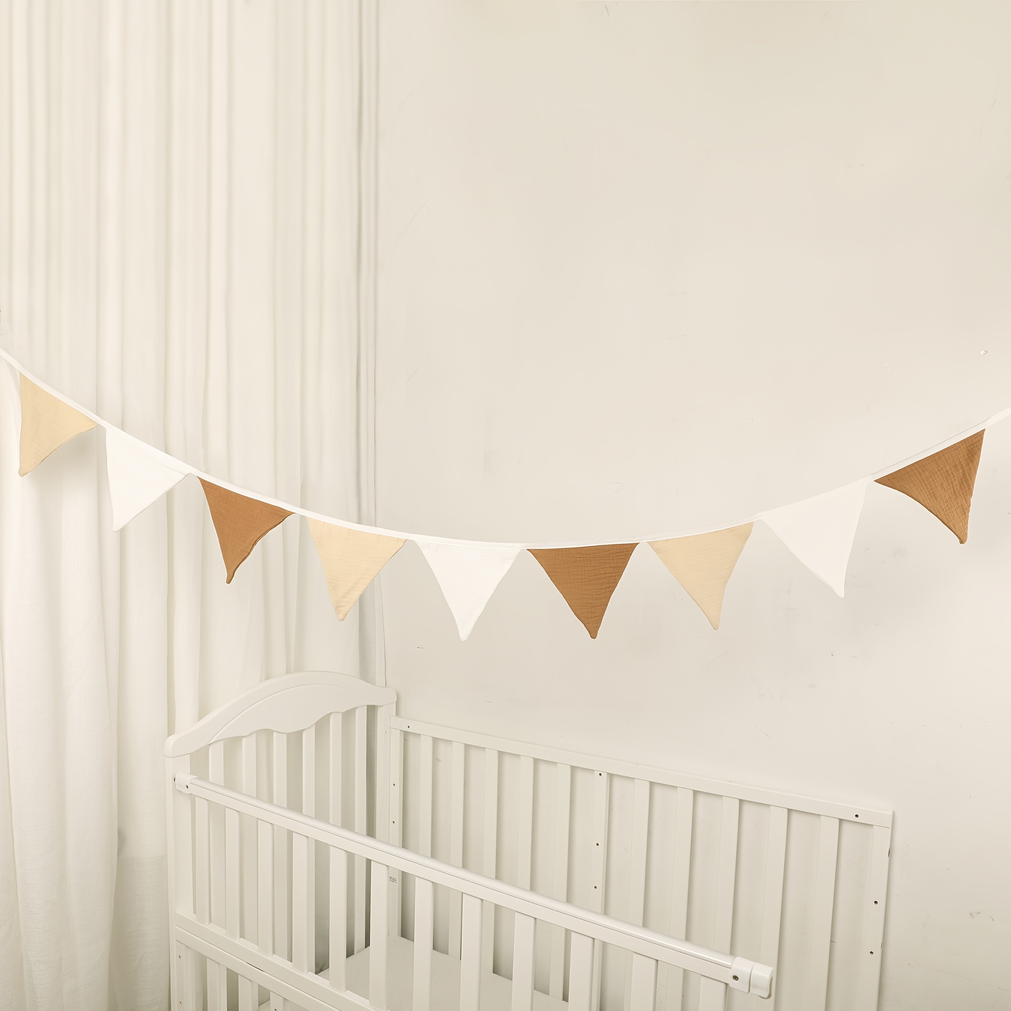 

Bohemian -flag Pennant Banner - 106" Cotton Garland For Weddings, Graduations, Birthdays & Holidays - Indoor Party Decor In Light Brown