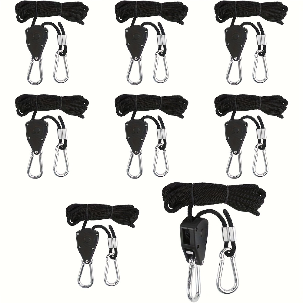 Image of 8pcs/ Set Practical 2m Plant Tent Light Hanging Lanyard, Ratchet Hook Lanyard, Strong Load-bearing Capacity, Adjustable, Suitable For Plant Lights, Fans, Flower Pot Filters