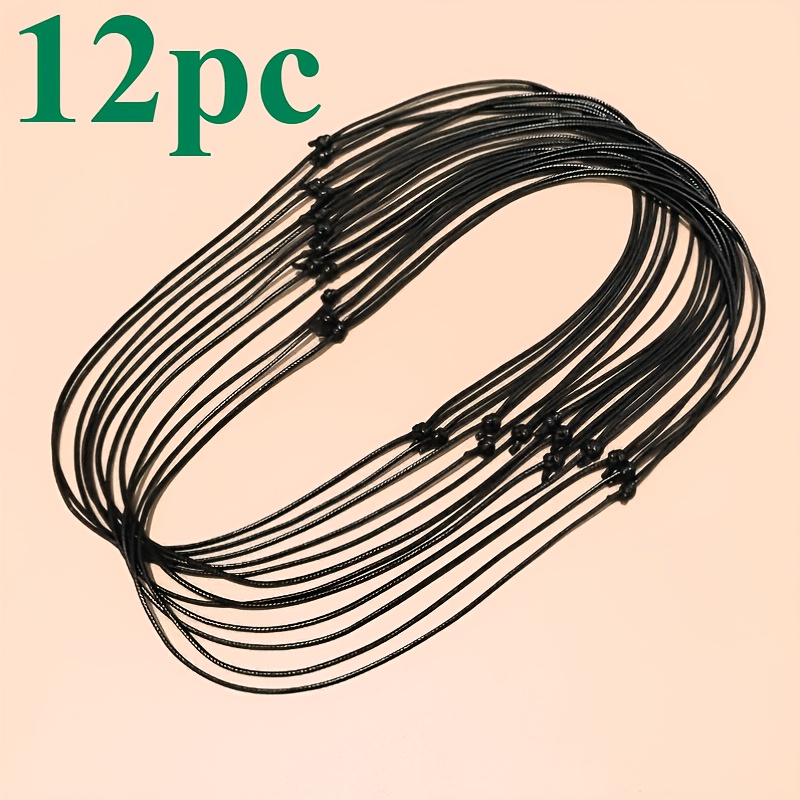 E-shop Ein Set aus 12 schwarzen, verschlüsselten Wachs-Seil-Halsketten mit einer Dicke von 1,6 mm, verstellbar in der Länge von 40 bis 80 cm.
