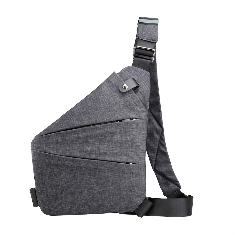Image of Unisex Solid Color Oxford Cloth Chest Bag, Business Casual Sports Style, Non-waterproof Zippered Crossbody Shoulder Bag For Men And Women, Travel And Casual Use