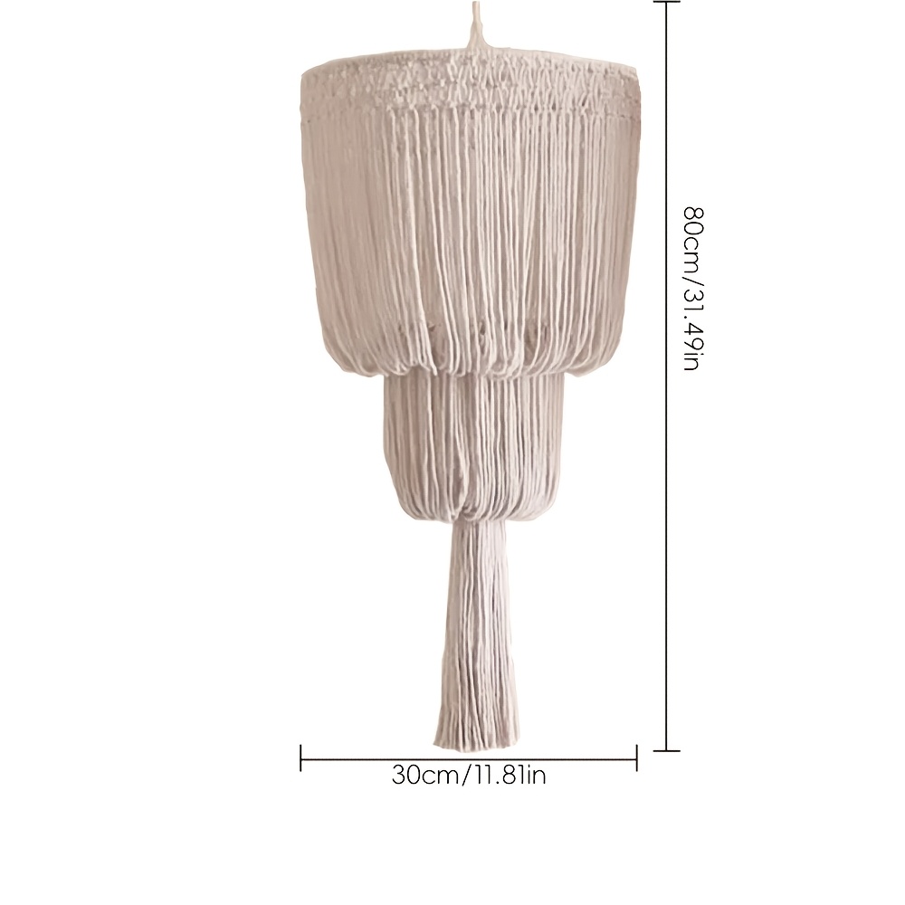 TEMU 1pc Hand-woven Bohemian Nordic Lampshade With Tassel Pendant Light - Cylindrical Ceiling Shade Suitable For Farmhouse,, Decor, Hanging Fixture