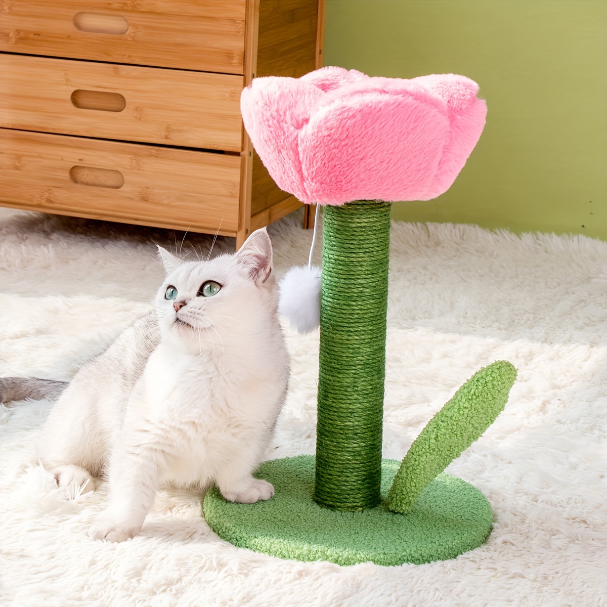 

1pc Tulip Shape Sisal Rope Cat Scratching Post, Cat Scratching Board, Cat Toy Grinding Claw For Playing