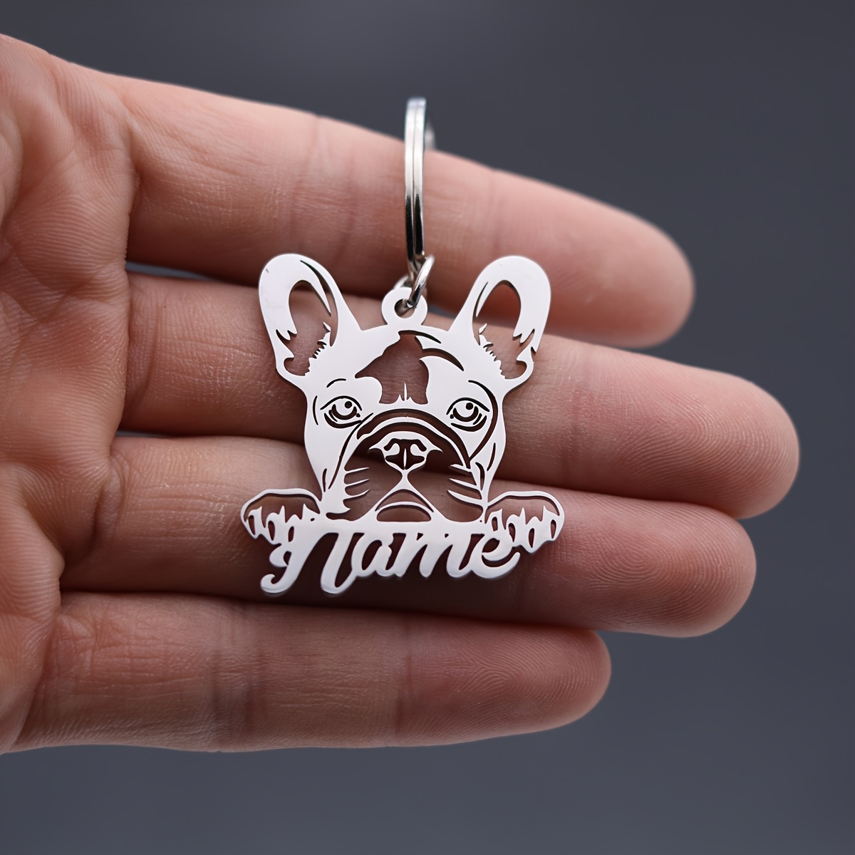 

Cute Custom Name Keychain, Personalized French Bulldog Version Key Chains For Women Men, Stainless Steel Animal Dog Handbag Accessories Diy Handmade Jewelry Gifts