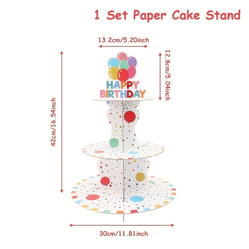 TEMU 1 lot, Présentoir à cupcakes ( contact alimentaire), Présentoir à cupcakes à pois pour anniversaire, Présentoir à cupcakes en papier à 3 niveaux