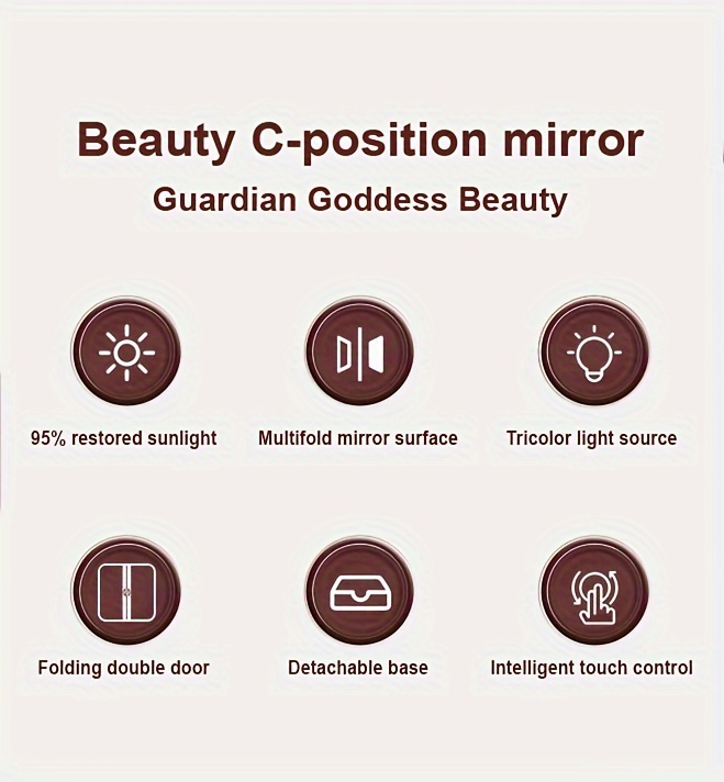 Foldable 3-Sided Desktop Mirror with Surface & Shell Design - Portable Tri-Section Vanity Mirror for,, Dorm Room, Salon, Birthday Gift, Space-Saving Tabletop Makeup Mirror with Polished