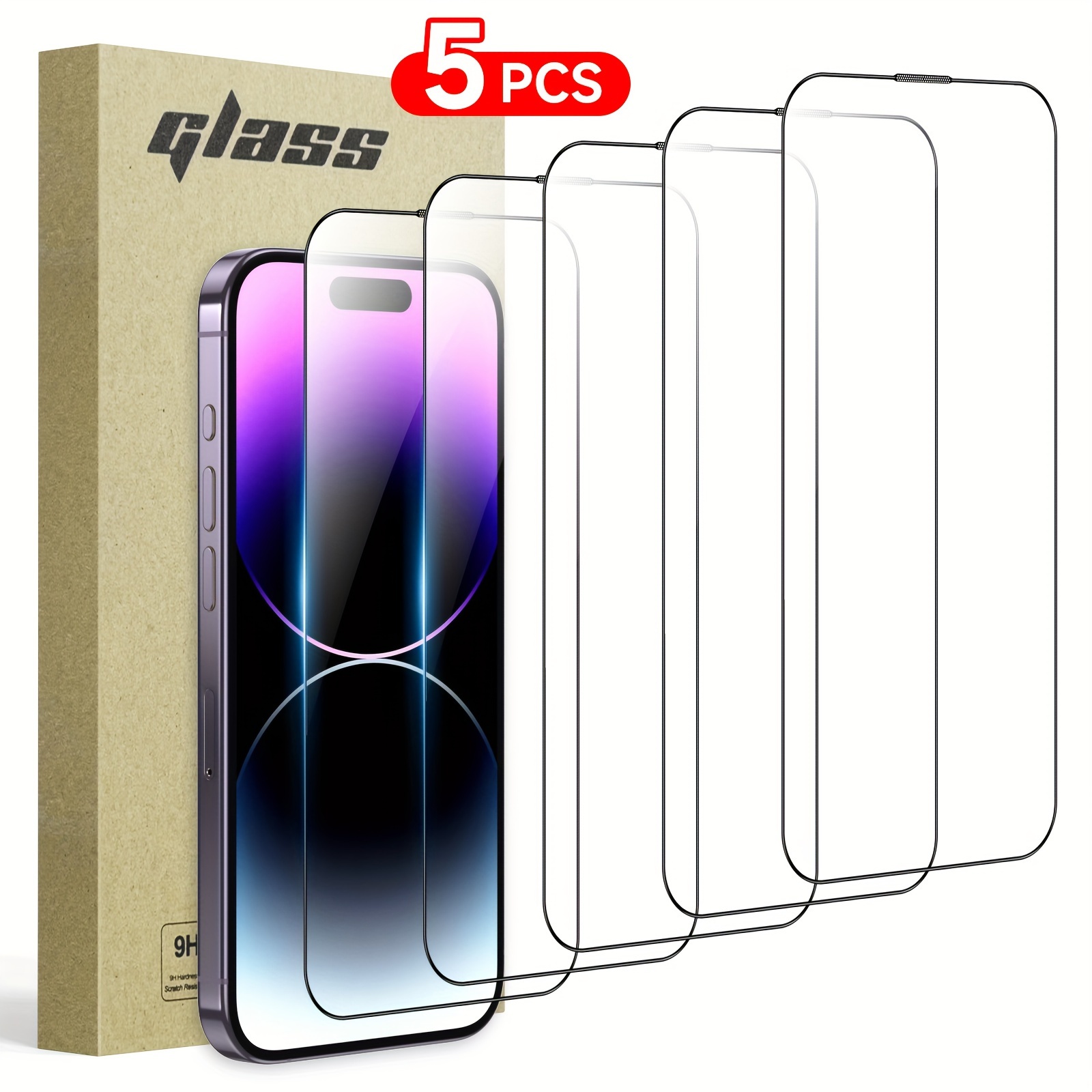 

5pcs Tempered Glass Screen Protector With Suitable For Iphone 14pro Max/14plus Series, Ultra-high Definition, 9h Hardness, Scratch And Shatter Resistant, Easy To Install