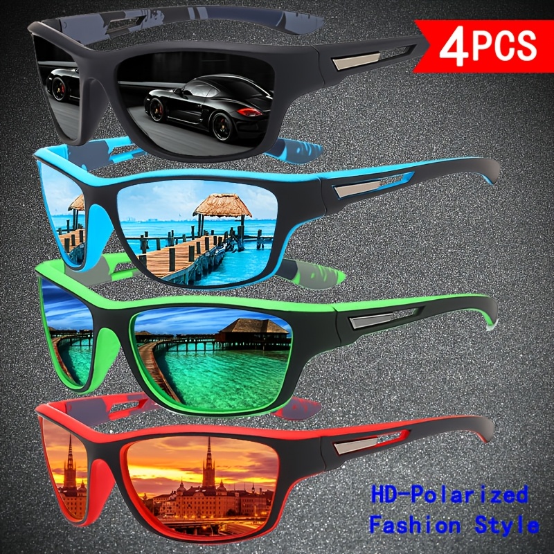 TEMU 4pcs Men's Summer Sports Polarized Fashion Glasses, , Hd Polarized Lenses, Decorative Glasses For Daily Leisure, Activities, Driving, Holiday,