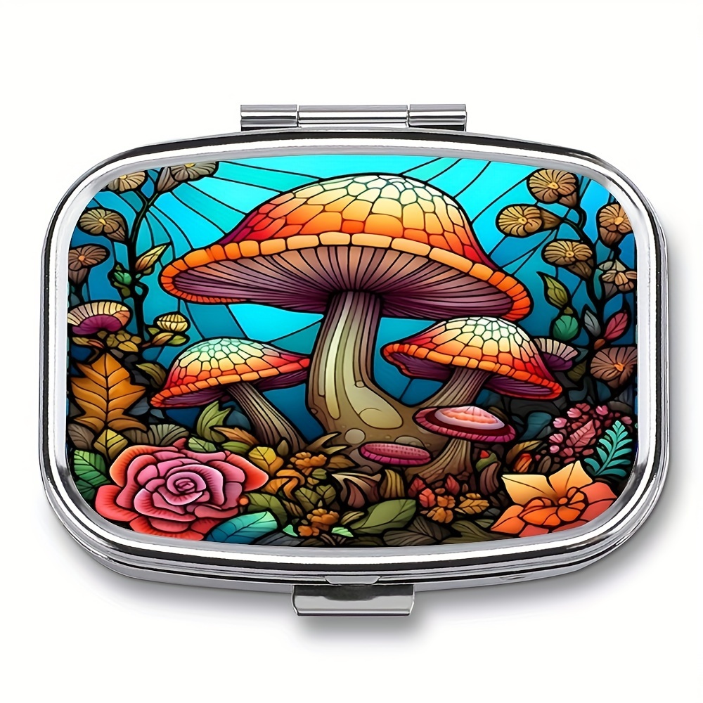 

Decorative Metal Vitamin Organizer Box - Portable Or Purse Pill 2 Compartments, For Capsules - For