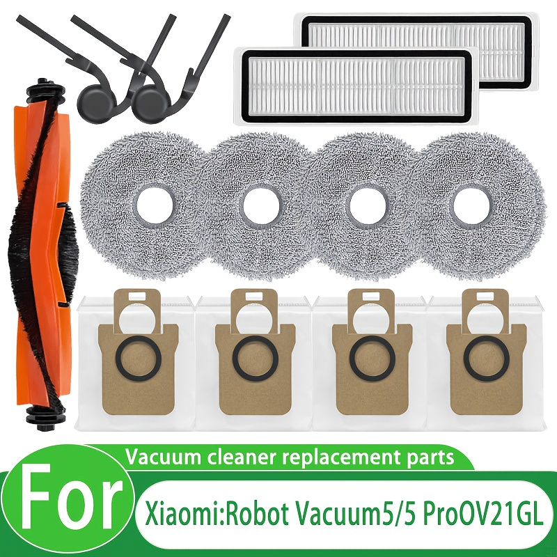 TEMU 13pcs Accessories Replacement Kit For Xiaomi Robot Vacuum 5/ 5 Pro - -one Replacement Parts Bundle Featuring Main Brush, Side Brushes, Filters,
