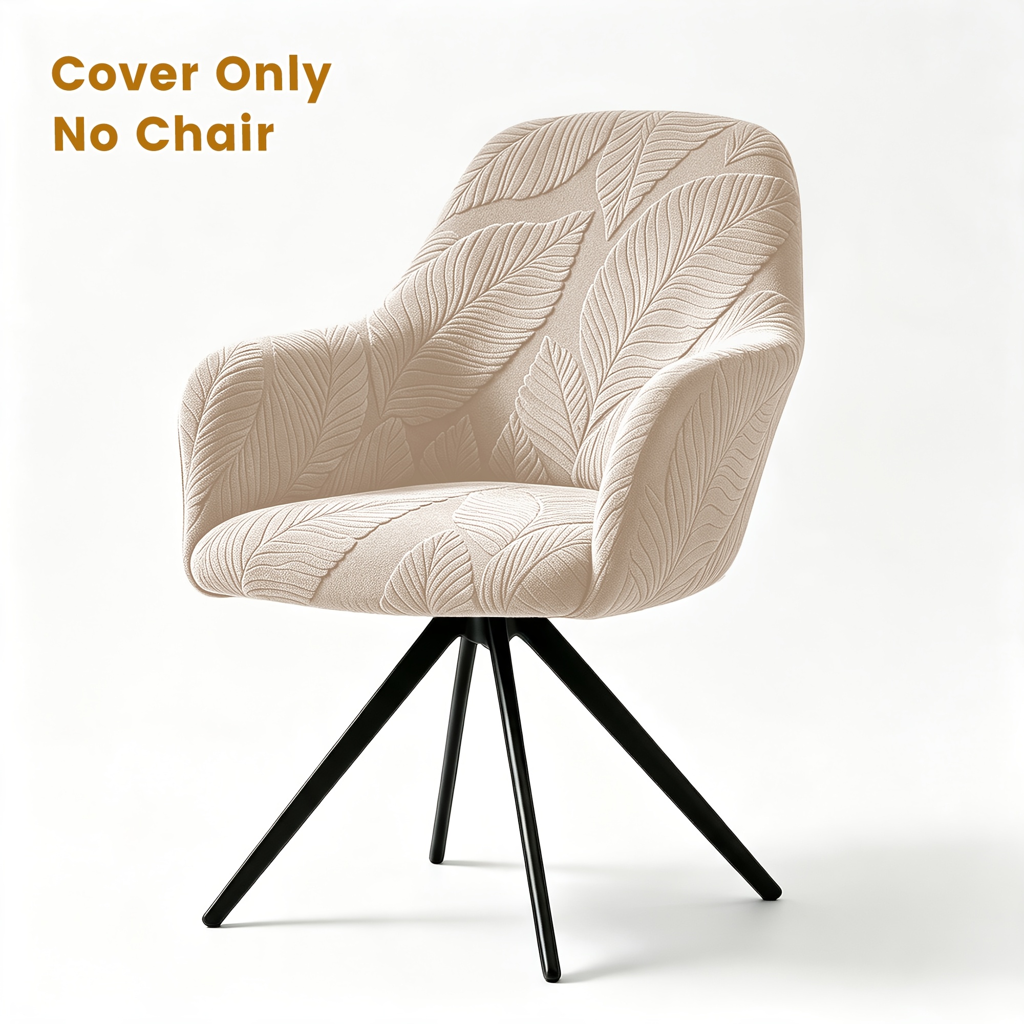 TEMU 1pc Stretch Jacquard Fabric Chair Cover, Armchair Slipcover With Armrests, Leaf Pattern High-back Swivel Chair Cover, And Remove For Washing