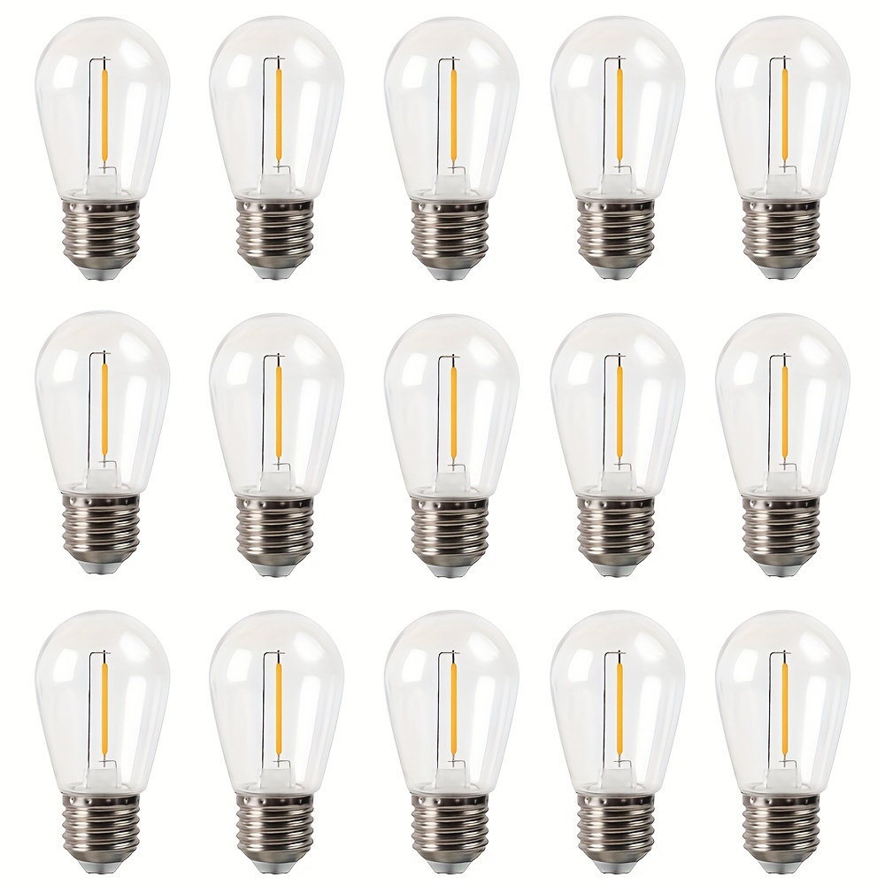 Image of Light Bulbs S14 E27 Screw Bulb Es 1w=10w Vintage Led Edison Light Bulb For String Light Replacement, 2700k Warm White, Non-dimmable, Pack Of 15